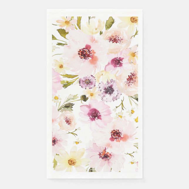 Floral Watercolor Gasttuch Serviette (Vorderseite)