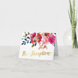 Floral Watercolor Gold Wedding Abend Empfang Einladung
