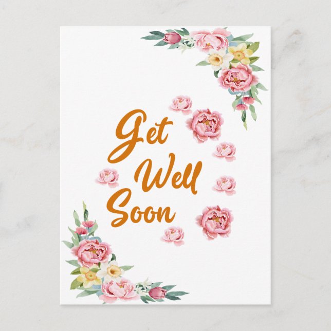 Floral Watercolor Gute Besserung Postkarte (Vorderseite)