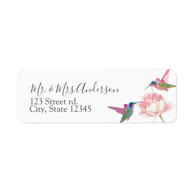 Floral Watercolor Hummingbird Address Label (Vorne)