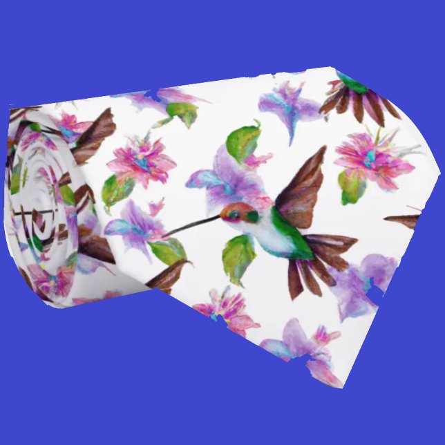 Floral Watercolor Hummingbird Blume Neck Tie Krawatte (Von Creator hochgeladen)
