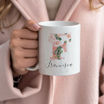 Floral Watercolor Initiale Tasse - F<br><div class="desc">Gib diese wunderschöne Tasse als Geschenk an dein Brautparty,  deine Mutter oder deinen Freund!!</div>