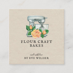 Floral Watercolor Mixer Bäckerei Business Card Quadratische Visitenkarte