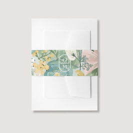 Floral Watercolor Monogram Wedding Invitation Einladungsbanderole