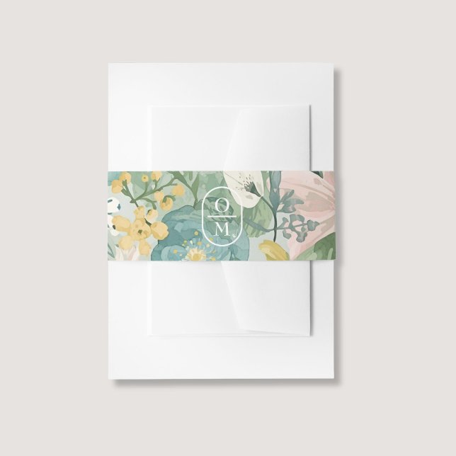 Floral Watercolor Monogram Wedding Invitation  Einladungsbanderole (Von Creator hochgeladen)