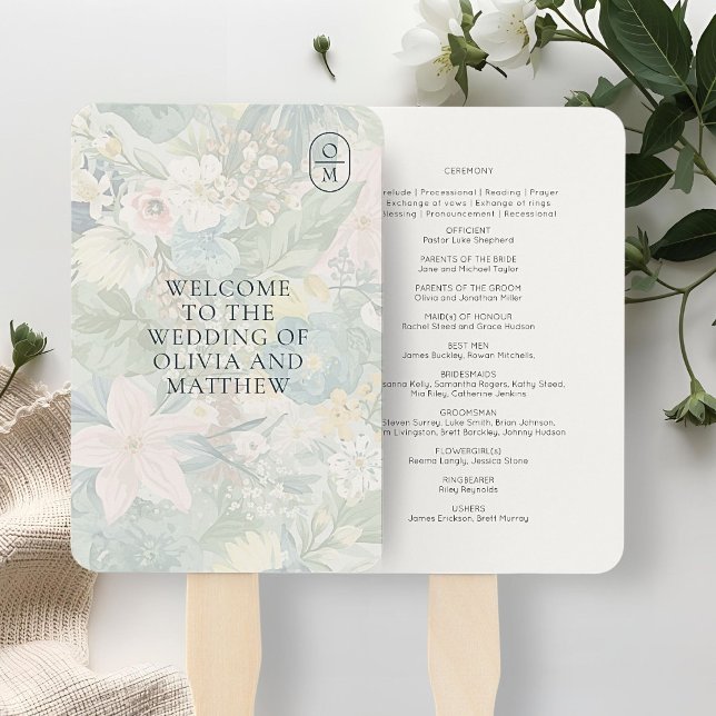 Floral Watercolor Monogramm Hochzeitsprogramm  Fächer (Von Creator hochgeladen)