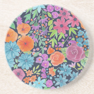 Floral watercolor pattern sandstein untersetzer