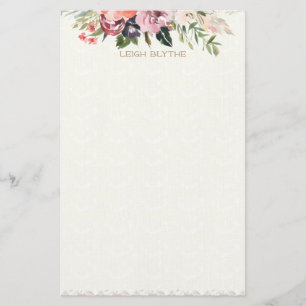 Floral Watercolor Peonings Personalisiert Briefpapier