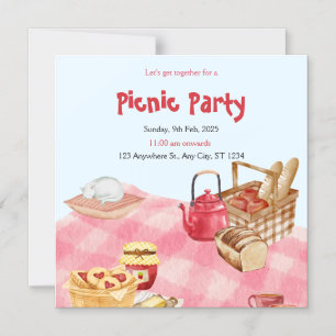 Floral Watercolor Picknick-Party Magneteinladung