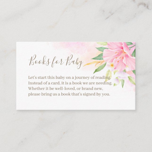 Floral Watercolor Pink Babydusche Buchungsanfrage Begleitkarte (Vorderseite)