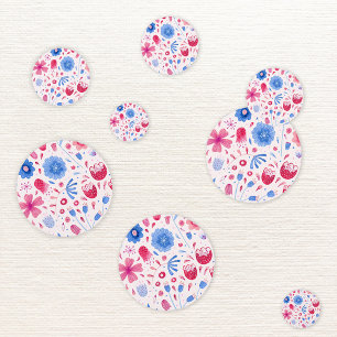 Floral Watercolor Pink Blau Konfetti