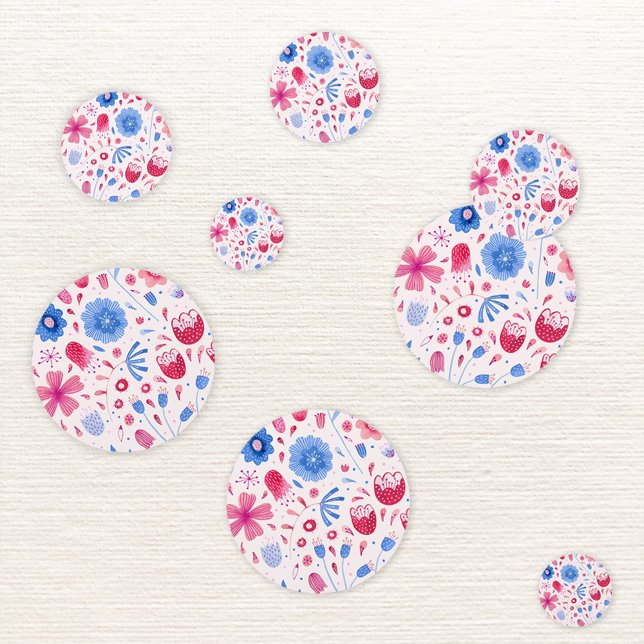 Floral Watercolor Pink Blau Konfetti (Pink and blue watercolor floral modern table confetti)