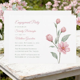 Floral Watercolor Pink Sage Engagement Party Einladung