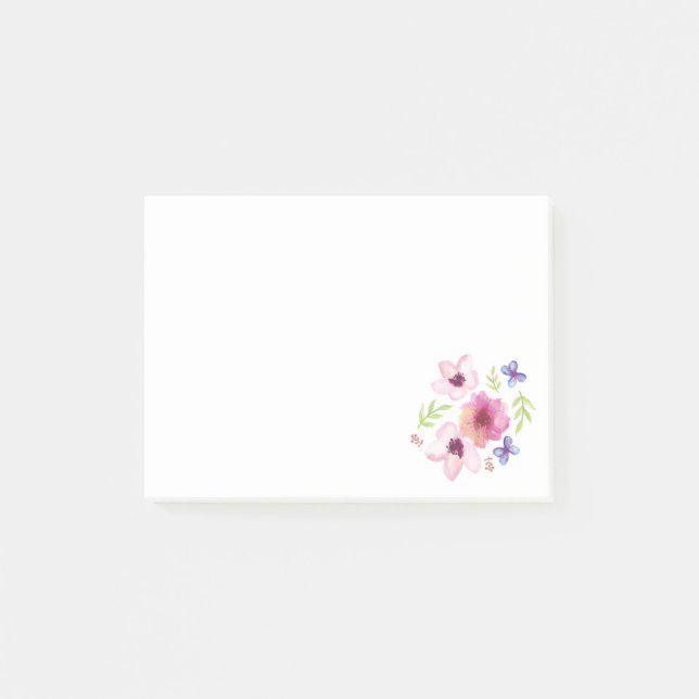 Floral Watercolor Post - Anmerkungen Post-it Klebezettel (Vorderseite)