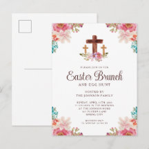 Floral Watercolor Religious Cross Osterbrunch