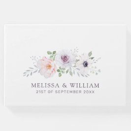 Floral Watercolor Rose Anemone Lilac White Wedding Gästebuch