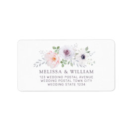 Floral Watercolor Rose Anemone Wedding Address Adressaufkleber