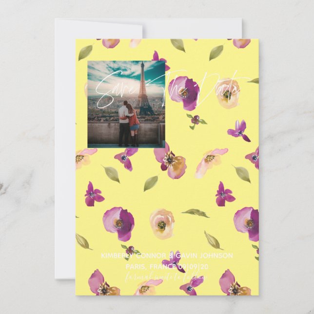 Floral Watercolor Save the Date (Vorderseite)