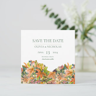 Floral Watercolor Save the Date Karte