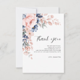 Floral Watercolor Script Babydusche Dankeskarte