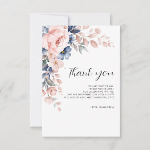 Floral Watercolor Script Babydusche Dankeskarte