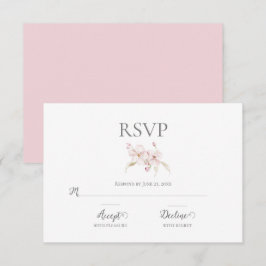 Floral Watercolor Script Pastell Pink Wedding RSVP Karte