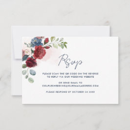 Floral Watercolor Script QR Code Hochzeit RSVP Karte
