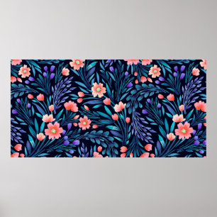 Floral watercolor seamless pattern. poster