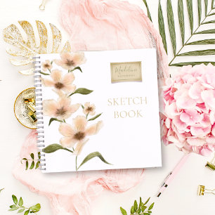 Floral Watercolor Sketchbook Rustikaler Name Notizbuch