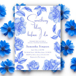 Floral Watercolor Something Blue Bridal Shower Einladung