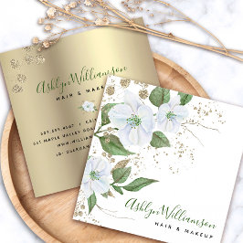 Floral Watercolor Stilvolle Schrift Modernes Gold  Quadratische Visitenkarte