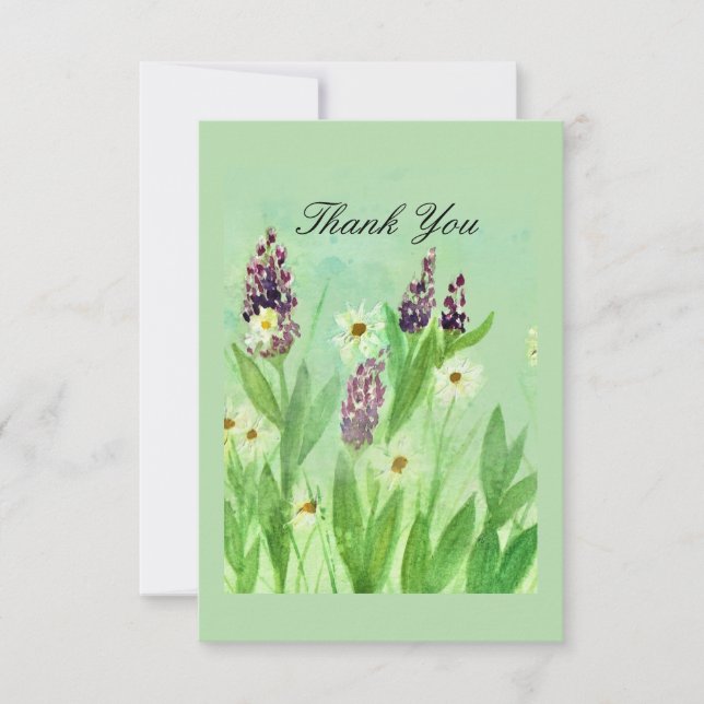 Floral Watercolor Thank You Card Dankeskarte (Vorderseite)