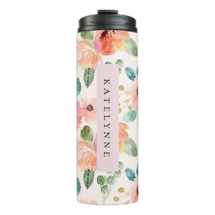 Floral Watercolor Travel Mug Drink Thermal Tumbler Thermosbecher