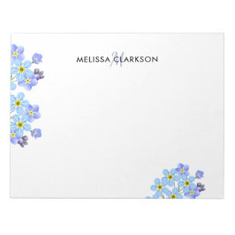 Floral Watercolor vergessen Sie mich nicht monogra Notizblock