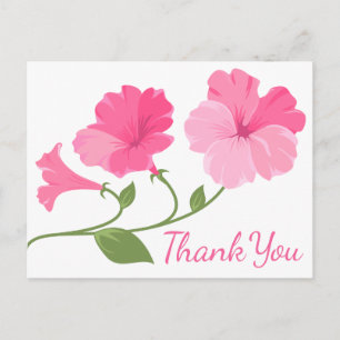 Floral Watercolor Vielen Dank Blume Pink Fuchsia Postkarte