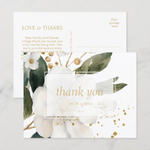 Floral Watercolor Wedding Vielen Dank Ankündigungspostkarte