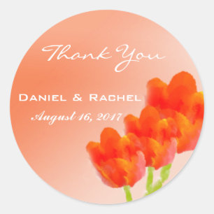 Floral Watercolor Wedding Vielen Dank für Ihr Inte Runder Aufkleber