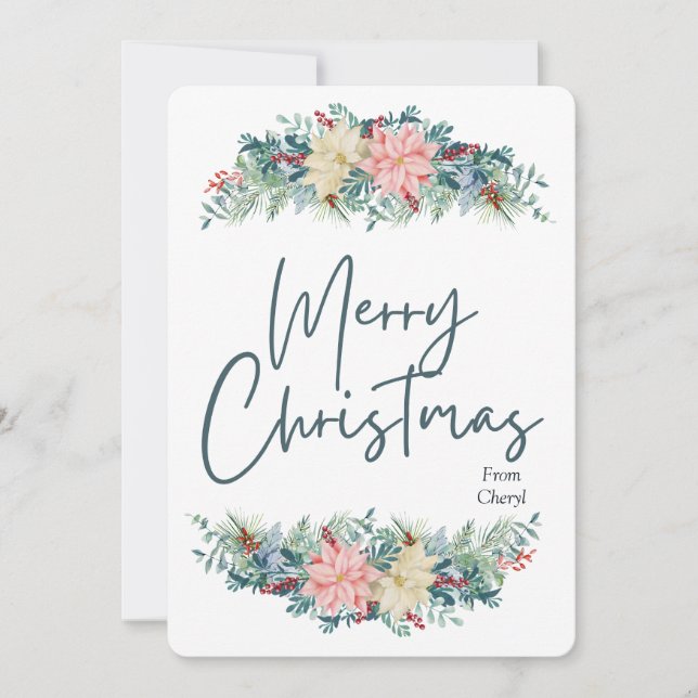 Floral Watercolor Weihnachtskarte Save The Date (Vorderseite)