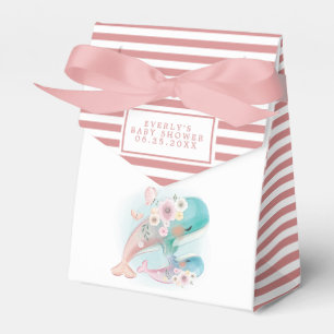 Floral Watercolor Whales Girl Babydusche Geschenkschachtel