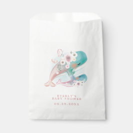 Floral Watercolor Whales Girl Babydusche Geschenktütchen