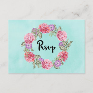Floral Watercolor Wreath Wedding RSVP