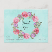 Floral Watercolor Wreath Wedding Vielen Dank