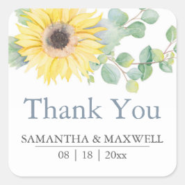 Floral Watercolor Yellow Sunflower Favor Stickers