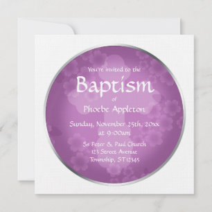 Floral Watermark Amethyst Taufen Einladungen