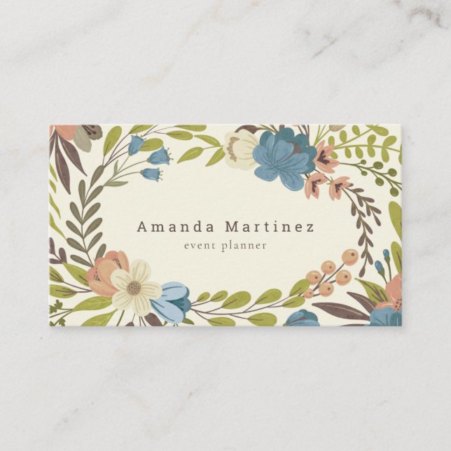 Floral Wath Light Yellow Business Card Visitenkarte (Vorderseite)