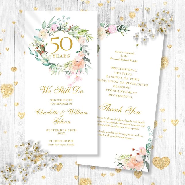 Floral we do Vow Renewal Anniversary Program (Floral We Still Do Vow Renewal Anniversary Program)