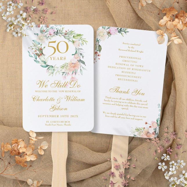 Floral we do Vow Renewal Anniversary Program Fächer (Floral We Still Do Vow Renewal Anniversary Program Hand Fan)