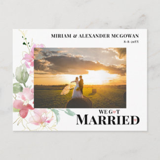 Floral We got married Wedding announcement Postkarte