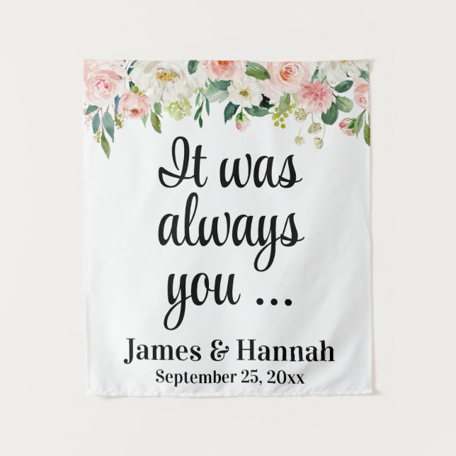 Floral Wedding Backdrop Empfang Foto Messestand Wandteppich (Vorderseite)