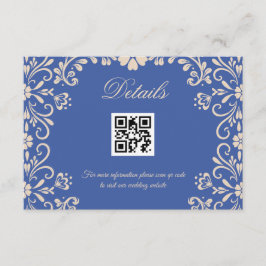 Floral Wedding Blue Qr Codedetails Begleitkarte